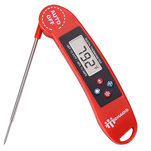 Instant Read Thermometer Digital – Great for BBQ,Meat,Baking,steak,Grilling,Cooking,Liquids & All Professional Food – Electronic Screen and Talking Collapsible Internal long Probe Red Upgrade Version Review