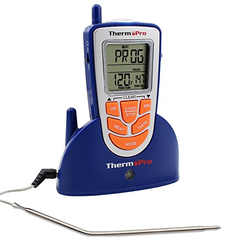 ThermoPro TP09 Extended Range Wireless Cooking Smoker Barbeque Oven Meat Thermometer Perfect for Barely Cooking, Built-in Clock Timer with Stainless Steel Probe, Monitors Food from 300 Feet Away Review