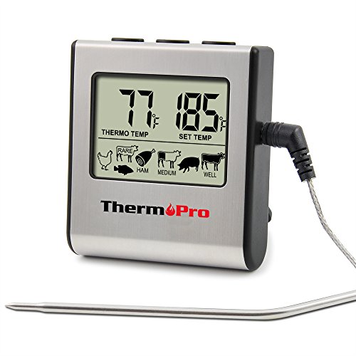 ThermoPro TP16 Large LCD Digital Cooking Kitchen Food Meat Thermometer for BBQ Grill Oven Smoker Built-in Clock Timer with Stainless Steel Probe Review