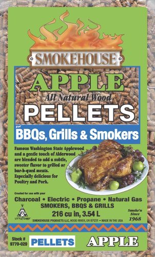 Smokehouse Products 9770-020-0000 5-Pound Bag All Natural Apple Flavored Wood Pellets, Bulk