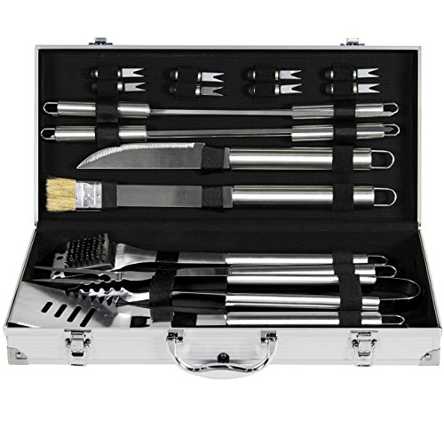 Best Choice Products 19pc Stainless Steel BBQ Grill Tool Set With Aluminum Storage Case