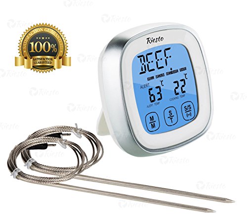 Digital BBQ Kitchen Cooking Probe Meat Thermometer Essential Tool for Oven Grill and Smoker Touchscreen Accurate Candy Thermometers Stainless Steel Probes Best Grilling Steak Food Instant Read Gift Review