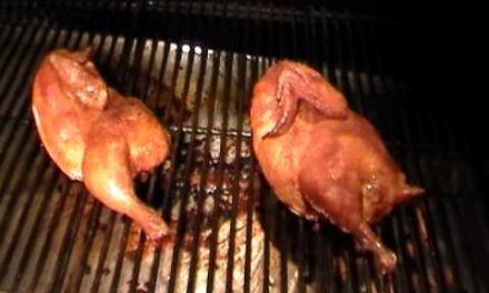 BBQ Chicken Halves on the Royall Wood Pellet Grill