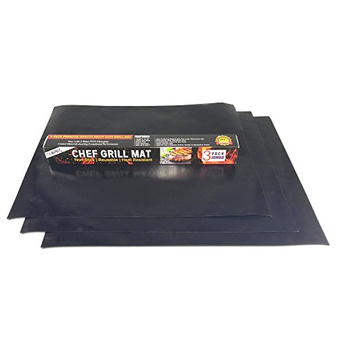 Teapex Chef Grill Mat 3 Pack Jumbo Size 19.69″ x 15.75″ Heavy Duty Non-Stick BBQ Liner Perfect Sear Marks For Outdoor Grilling Steaks, Veggies, and Seafoods BPA and PFOA Free – Lifetime Guarantee Review