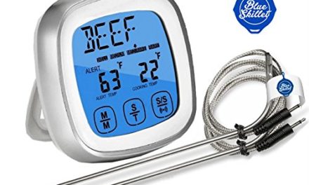 BLUE SKILLET Digital Oven Meat Thermometer and Timer Touchscreen for Kitchen Grill Smoker and BBQ with Extra Probe, BEST Instant Read Grilling, Candy, Internal Food Barbecue Thermocouple Review
