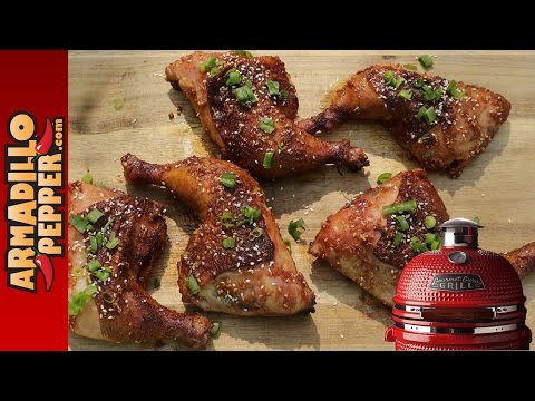 Smoked Sesame Chicken Quarters | Gourmet Guru Grill (Kamado)