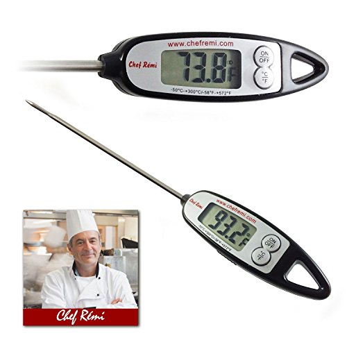 Chef Remi Digital Cooking Thermometer | Lifetime Replacement Warranty | Instant Read | Best for Kitchen, Oven, Oil, Water, BBQ, Smoker, Meat, Turkey, Candy and Any Food | Rated No.1 Grill Accessories Review