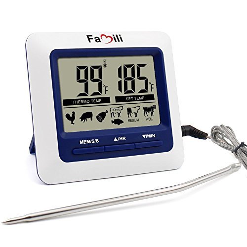 Famili MT004 Digital Kitchen Food Meat Cooking Electronic Thermometer Probe for BBQ, Oven, Grill, and Smoker with Timer/Alarm and Large LCD Display Review