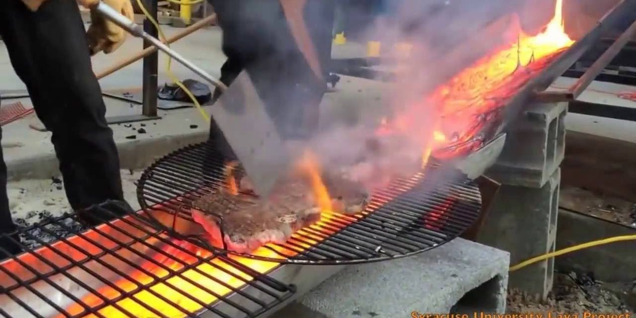 live Grill !! OMG !! Cooking Steak with lava !!!