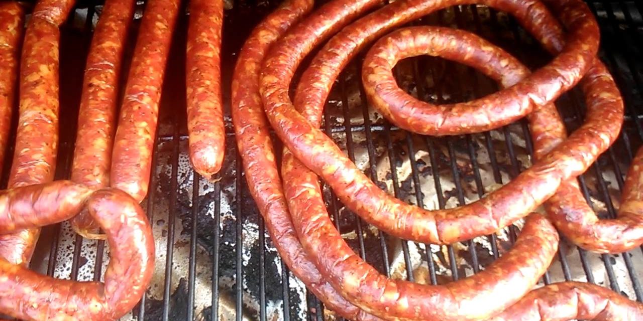 Homemade smoked andouille sausage