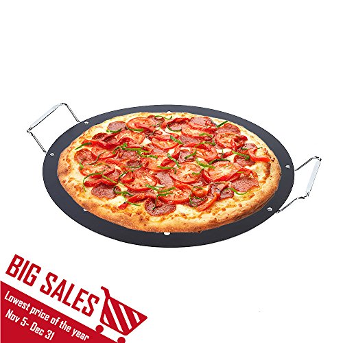 15-inch BBQ Pizza Pan, Arctic Monsoon, Non-stick Safety Coated Thick Gauge Cold Rolled Steel Material Grill Topper Pizza Stone, Black Review