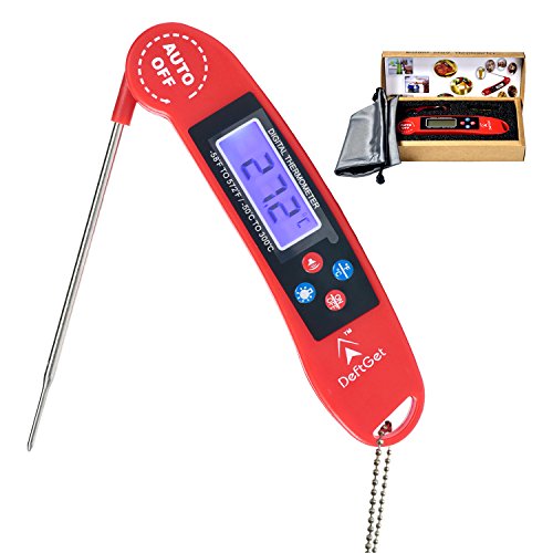 Instant Read Thermometer Digital – Great for BBQ,Meat,Baking,steak,Grilling,Cooking,Liquids & All Professional Food – Electronic Screen and Talking Collapsible Internal long Probe Red Upgrade Version Review