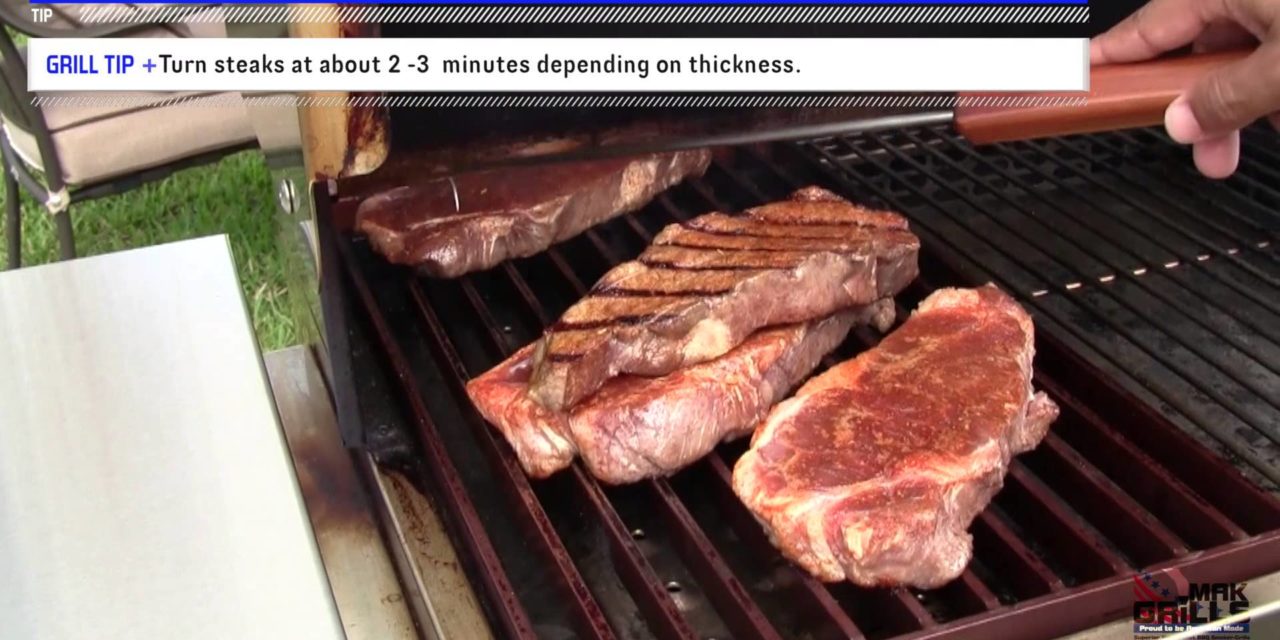 Grilling steak and pork chops on the MAK Grill