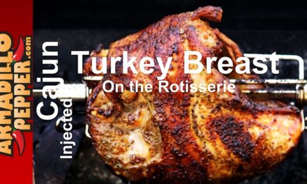 Cajun-Injected Turkey Breast on the Rotisserie for Thanksgiving