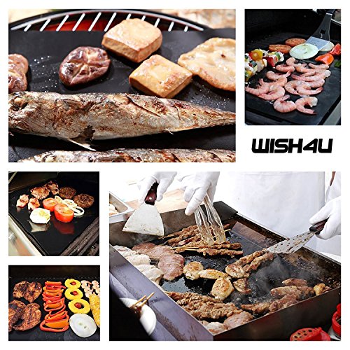 WISH4U Grill Mat 100% Non-stick BBQ Grill & Baking Mats – FDA-Approved, PFOA Free, Reusable and Easy to Clean – Works on Gas, Charcoal, Electric Grill and More – 15.75 x 13 Inch (¨Set of 3) Review