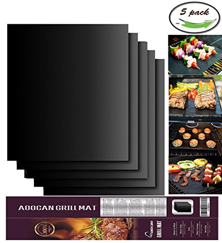 Aoocan Grill Mat Set of 5- 100% Non-stick BBQ Grill & Baking Mats – FDA-Approved, PFOA Free, Reusable and Easy to Clean – Works on Gas, Charcoal, Electric Grill and More – 15.75 x 13 Inch Review