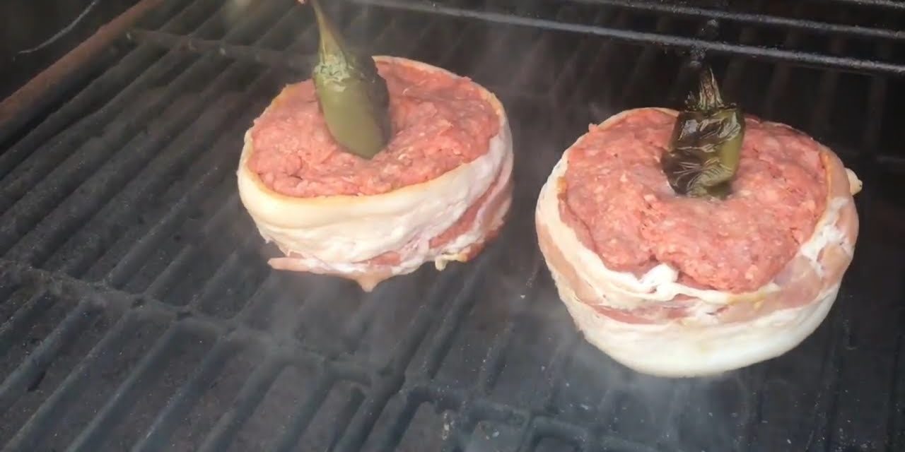 BEER BOMB BACON WRAPPED BURGER PIT BOSS SMOKED