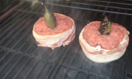 BEER BOMB BACON WRAPPED BURGER PIT BOSS SMOKED