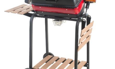 Easy Street Electric Cart Grill with two folding, composite-wood side tables, shelf and rotisserie Review