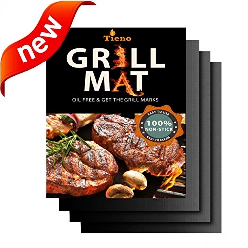 TIENO Non-Stick BBQ Grill Mats 16 x 13 Inches 0.20mm Thick for Charcoal, Electric and Gas Grills FDA Approved PFOA & BPA FREE Set of 3 Review