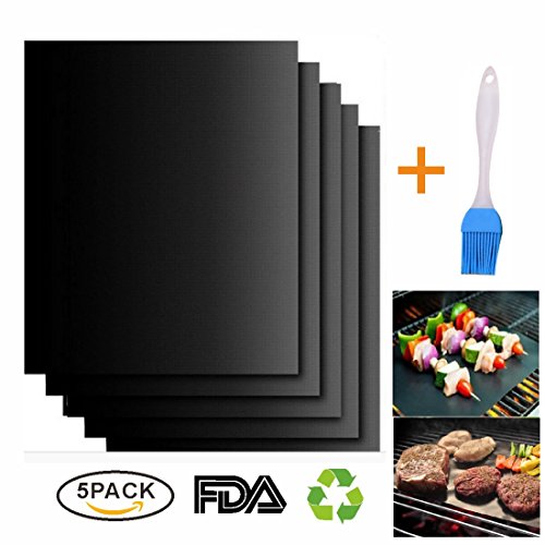CosCool 5-Pack Grill Mat, Non Stick BBQ Mats & Baking Mats, 100% PFOA Free, Reusable, Easy to Clean with a Free Cooking Brush. Review