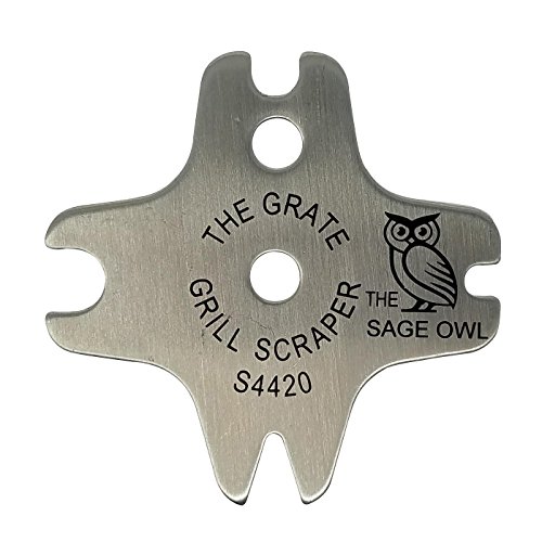 2 in 1 Grate Grill Scraper / Cleaner in Stainless Steel for Safe, Effective Cleaning of Grills (Charcoal, Gas, Electric, Ceramic, Infrared, Pellet), Smokers and Indoor Ovens by The Sage Owl Review