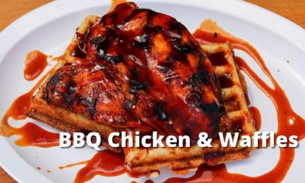 BBQ Chicken and Waffles | Grilled Chicken & Jalapeño Cornbread Waffles on Big Green Egg