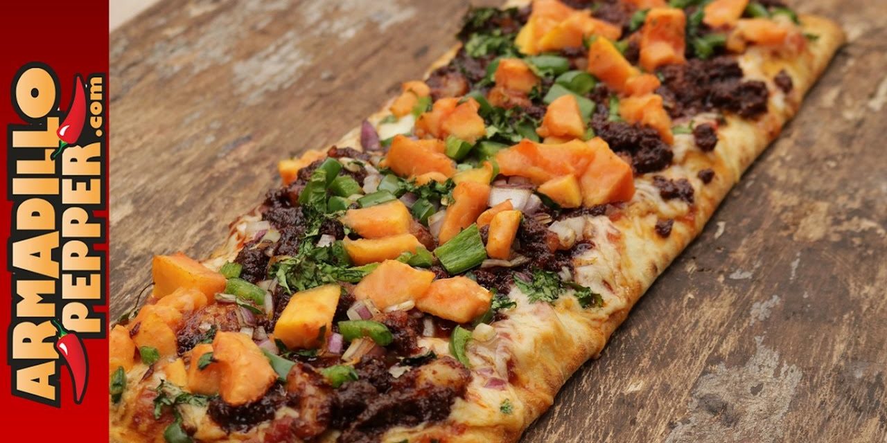 Grilled Mexican Pizza with Chorizo & Papaya on Gourmet Guru Grill