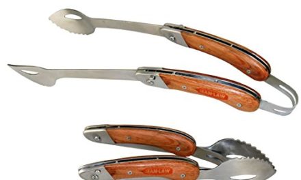 Man Law BBQ Products MAN-FT1-T Open Stock Folding Tongs, One Size, Stainless Steel and Rosewood Review