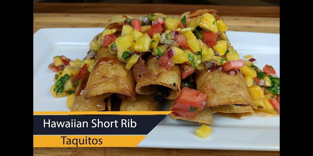 Hawaiian Short Rib Taquitos Recipe | Smoked on the Weber Kettle Grill.