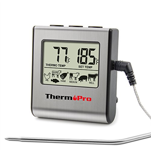 ThermoPro TP16 Large LCD Digital Cooking Food Meat Thermometer for Smoker Oven Kitchen BBQ Grill Thermometer Clock Timer with Stainless Steel Temperature Probe Review