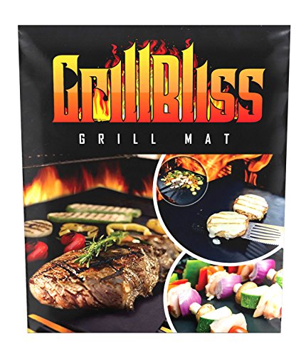 GrillBliss Grill Mat,Set of 4 BBQ Bake,liner,Heavy duty,100%non-stick,Reusable,FDA approved,Best quality,pad,sheet,accessories,perfect for Weber,Charbroil,Big green egg,smoker,Gas,Charcoal,Electric Review