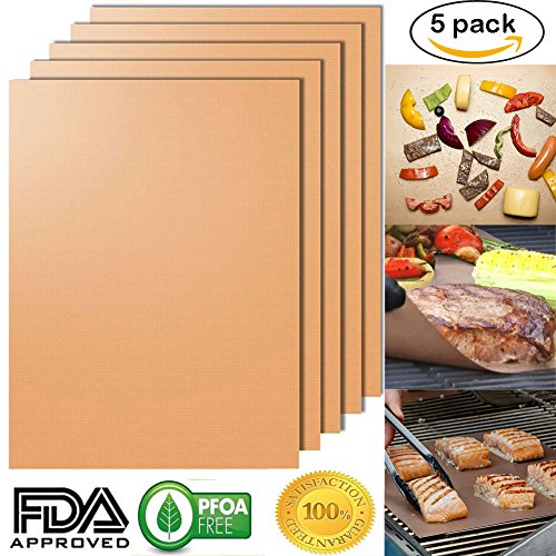 Accmor Copper Grill Mat Set of 5, 100% Non- stick BBQ Grill & Baking Mats, PFOA Free, Reusable and Easy to Clean Review