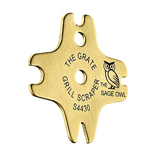 The Grate Grill Scraper – Brass – Non Damaging Cleaning of Gas BarBQue Grills – Safe BBQ Grill Cleaner for Porcelain and Teflon Coated Grates – A Great Filler for Christmas Stockings by The Sage Owl Review