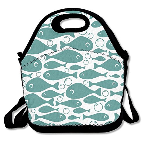 Fishes Pattern Insulated Lunch Bag Picnic Lunch Tote For Work, Picnic, Travelling Review